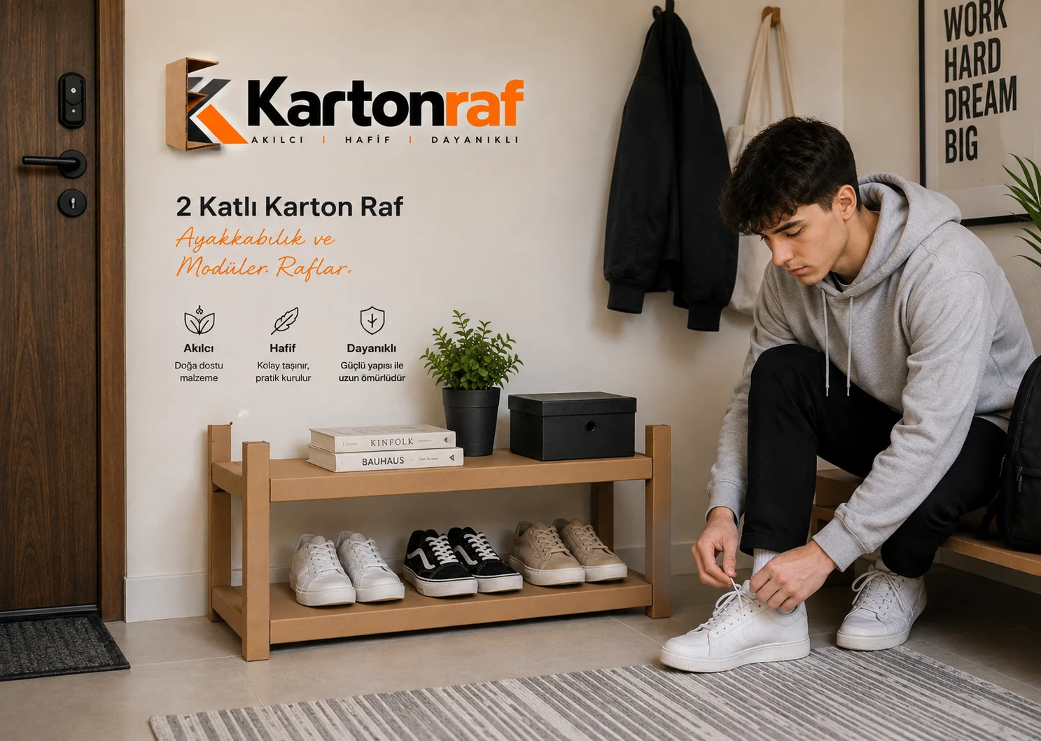 2 Katlı Karton Raf - Ayakkabılık ve Modüler Raflar - Ayakkabılık ve Modüler Raflar Karton Raf