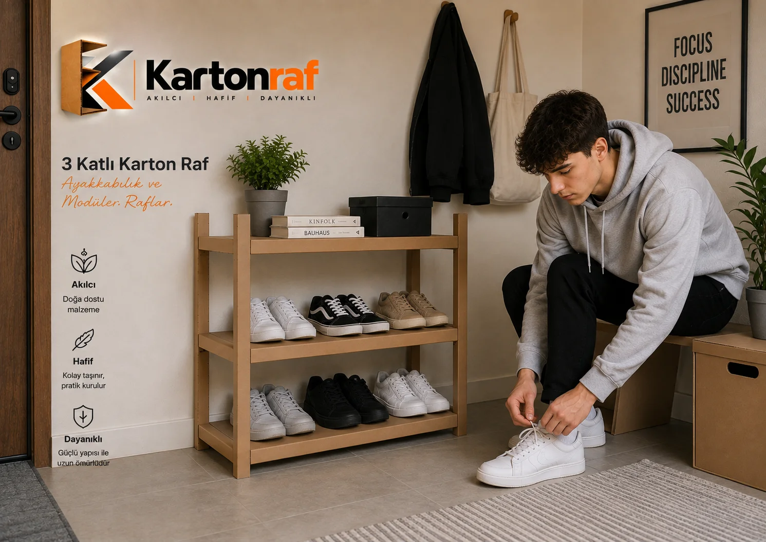 3 Katlı Karton Raf - Ayakkabılık ve Modüler Raflar - Ayakkabılık ve Modüler Raflar Karton Raf