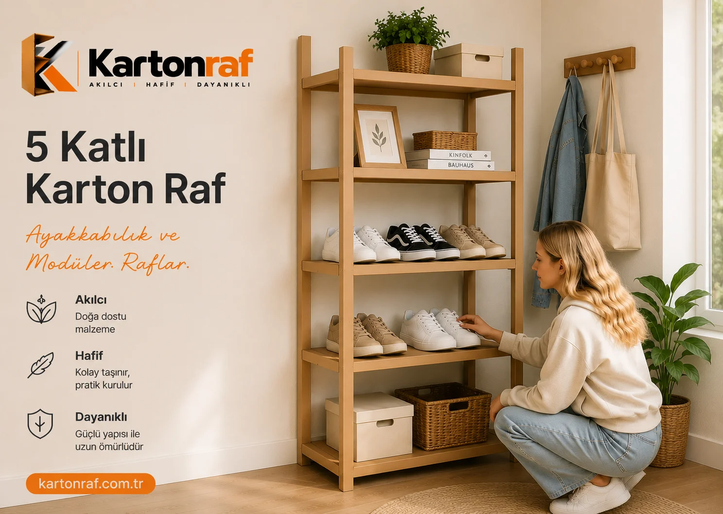 5 Katlı Karton Raf - Ayakkabılık ve Modüler Raflar - Ayakkabılık ve Modüler Raflar Karton Raf